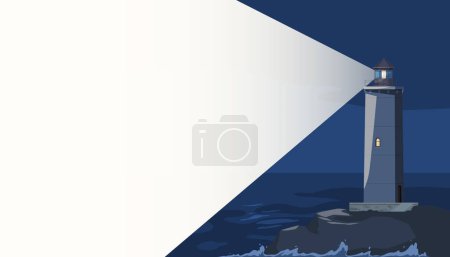 Illustration for Lighthouse on the background of the sea. Buildings on the seashore to light a safe way for ships. - Royalty Free Image