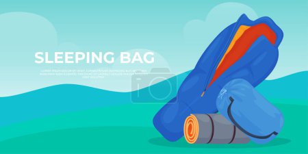 Illustration for Tourist sleeping bags. Travel, outdoor recreation, fresh air. Comfortable sleep in the open sky. - Royalty Free Image