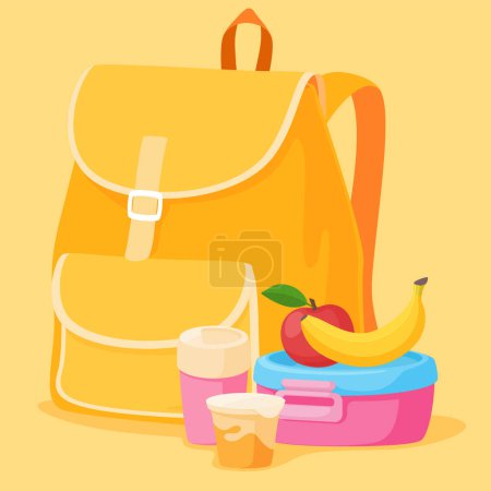 Illustration for School lunch boxes. Packed lunch or snack. Container for carrying food. - Royalty Free Image