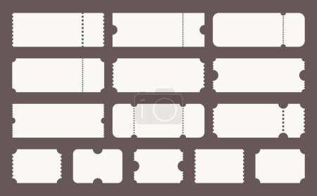 Illustration for Set of tickets and discount cards. Tickets with removable elements in the cinema, theater. Vouchers for discounts in the store. - Royalty Free Image