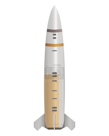 Foto de ATACMS en estilo realista. Misil balístico. Un cohete militar. Ilustración colorida sobre fondo blanco. - Imagen libre de derechos
