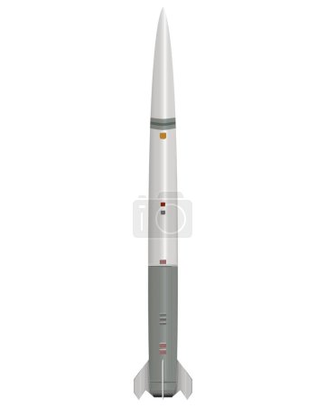 Foto de Misil balístico de estilo realista. Un cohete militar. Ilustración colorida sobre fondo blanco. - Imagen libre de derechos
