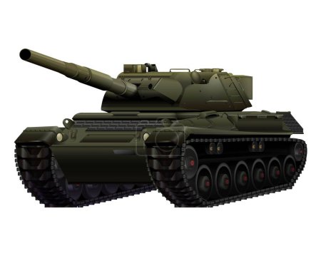 Téléchargez les photos : German Leopard I main battle tank in realistic style. Military vehicle. Detailed colorful illustration isolated on white background. - en image libre de droit