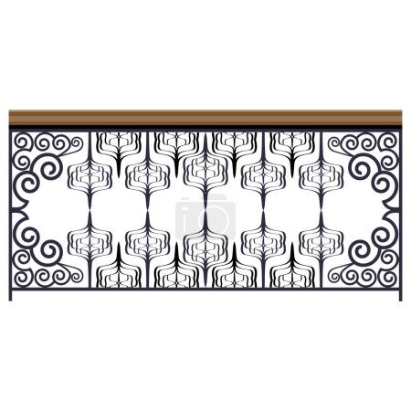 Illustration for Metal forging handrails in realistic style. Blacksmithing work. Balcony railings. Colorful vector illustration isolated on white background. - Royalty Free Image