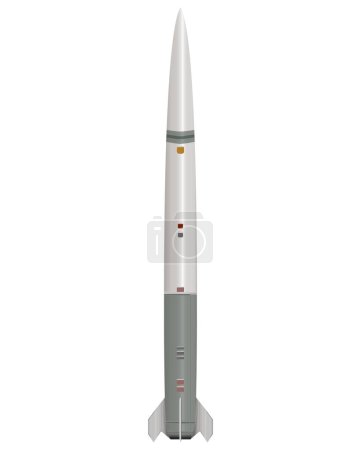 Illustration for Ballistic missile in realistic style. Military rocket. Colorful vector illustration on white background. - Royalty Free Image