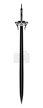 Sword outline. Ancient Longsword. Saber. Blade Tattoo. Vector illustration isolated on white background.