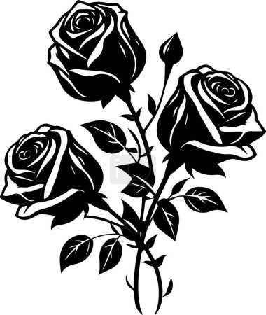 Illustration for Beautiful Rose.Vector illustration ready for vinyl cutting on white background. - Royalty Free Image