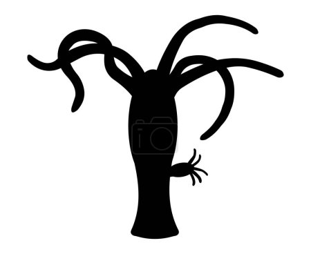 Illustration for Black silhouette of Freshwater hydra - Royalty Free Image