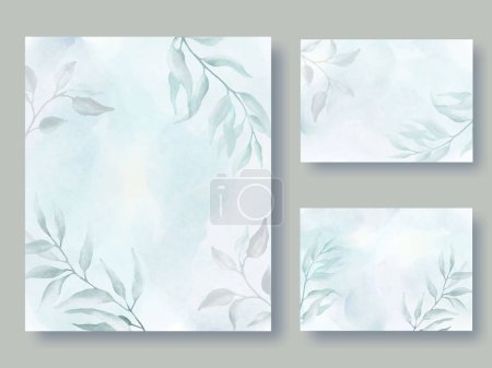 Watercolor floral card template set. Hand drawn illustration.