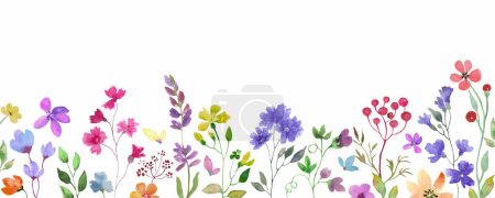 Illustration for Watercolor floral  card. Hand drawn illustration on white background. Vector EPS. - Royalty Free Image