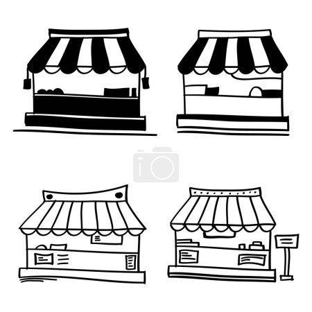 Ilustración de Icono de la tienda dibujada a mano en estilo doodle - Imagen libre de derechos