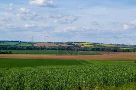 Photo for Cropland landscape with wind generators - Royalty Free Image