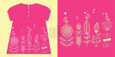 Photo for Flower fashion slogan for different apparel and T-shirt. - Vector FLOWER design for girls t-shirt vector illustration, hand drawn wild flowers vector illustration - Royalty Free Image