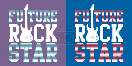 Illustration for Future Rock Star stylish T-shirt design typography with guitar Illustration on navy background, good for poster, print and other uses. - Royalty Free Image