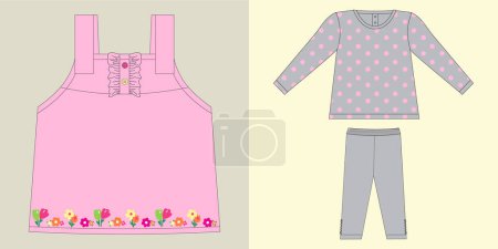Photo for Girl full body 3 piece Floral suit graphic vector template illustration - Royalty Free Image