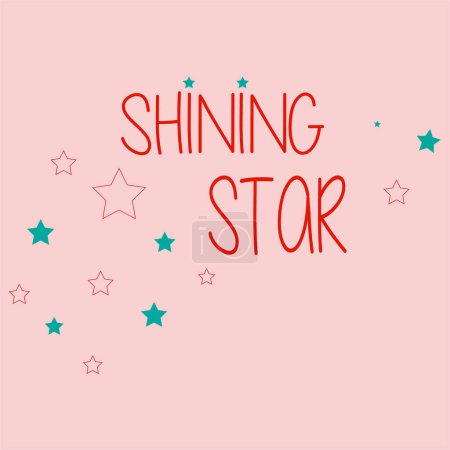 Photo for Shinning star graphic vector illustration for t shirt print, Inspirational and motivational handwritten quote. Shine like a star. Cute funny illustration with glitter, - Royalty Free Image