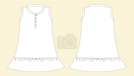 Photo for Girls sleeveless Henley neck dress with frill graphic vector illustration - Royalty Free Image