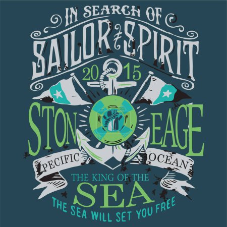 Photo for Vintage sailor typography for t-shirt print , vector illustration - Royalty Free Image