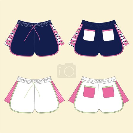 Photo for Sports shorts for kids and teenage girls vector template - Royalty Free Image