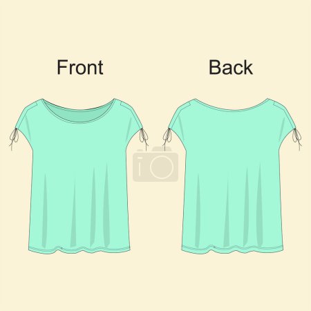 Photo for T shirt flat sketch FOR GIRLS. Technical drawing of fashion t shirts for girls. You can use it for sewing pattern. - Royalty Free Image