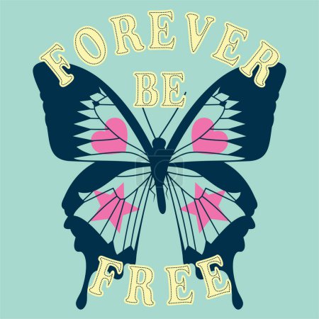 Photo for Butterfly graphic with lettering 'dreamer forever' apparel print. vector illustration - Royalty Free Image