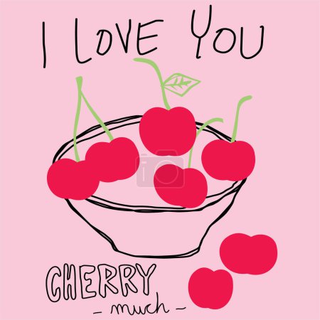 Photo for I love Cherry quote flat artwork for textile print - Royalty Free Image