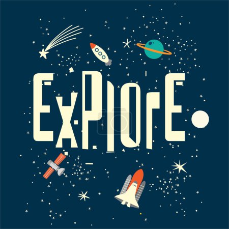 Photo for Hand drawn space elements. Space about doodle illustration. Vector illustration. Hand drawing slogans and icons vector. - Royalty Free Image