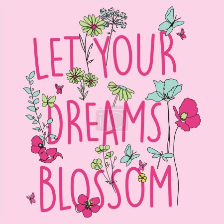 Photo for Let your dreams blossom. daisy spring dreamer butterflies and daisies positive quote flower design margarita mariposa stationery, mug,t shirt, phone case fashion slogan style spring summer - Royalty Free Image