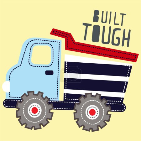 Illustration for Dump Truck flat artwork illustration for print - Royalty Free Image