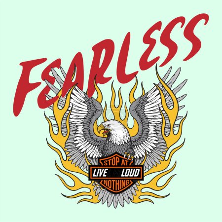 Photo for Fearless vector t shirt design. Eagle wing vintage poster artwork for apparel, poster, background, and others. - Royalty Free Image