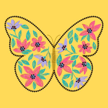 Ilustración de Convertirse en el cambio Monarch Butterflies cita positiva diseño de flores, taza, camiseta, caja del teléfono eslogan de moda estilo primavera verano pegatina y etc diseño de moda Tragar - Imagen libre de derechos