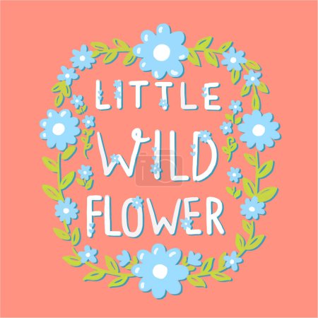 Delicate round frame of cute wild flowers. Pattern can be used for design, decor, crafts, cards, invitations, t-shirts, fabrics. Summer flowers.