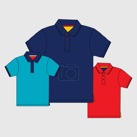 Boys Fashion polo with different cutline and panels. T-shirt polo yellow and black on white background. Vector illustration.