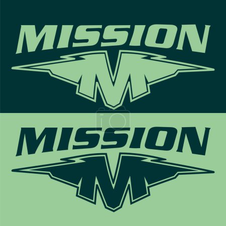 M wie Mission Logo. missionskritische logo design ideen, mission maskottchen logo vektor illustration