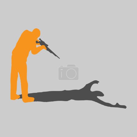Pistola disparar su sombra ganada ilustración gráfica para tarjeta y camiseta 