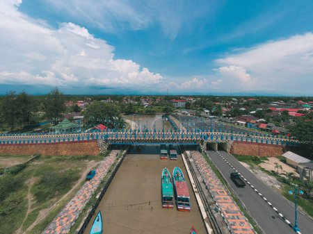 Photo for Aerial view of the Muaro Bridge in Pariaman, West Sumatra - Royalty Free Image