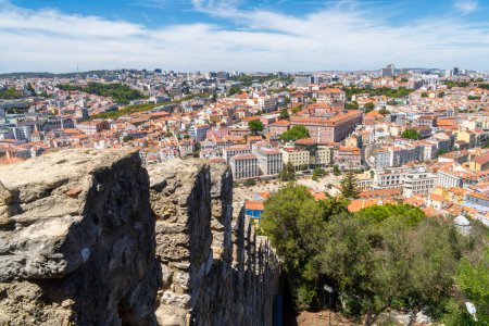 Photo for Aerial view from the walls of St. George's Castle to the views of the city of Lisbon in Portugal. - Royalty Free Image