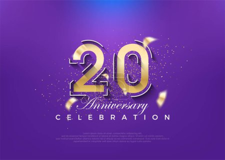 Illustration for Gold number 20th anniversary. premium vector design. - Royalty Free Image