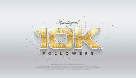 Shiny luxury gold 10k followers. premium vector background for celebration.