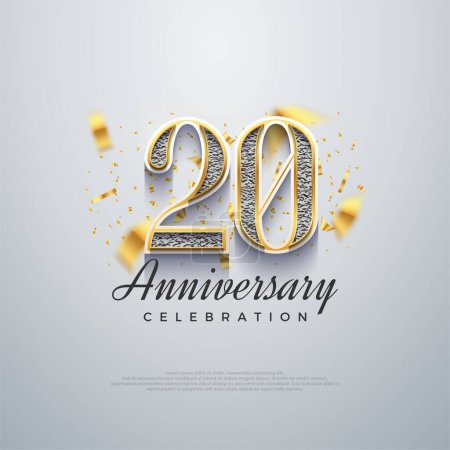 Ilustración de Número del 20º aniversario, lujo brillante. fondos de vector premium. - Imagen libre de derechos