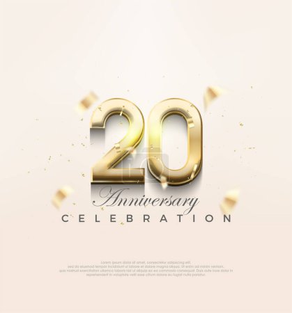 Téléchargez les illustrations : Or moderne 20e anniversaire, Design Premium pour célébrer un anniversaire. - en licence libre de droit