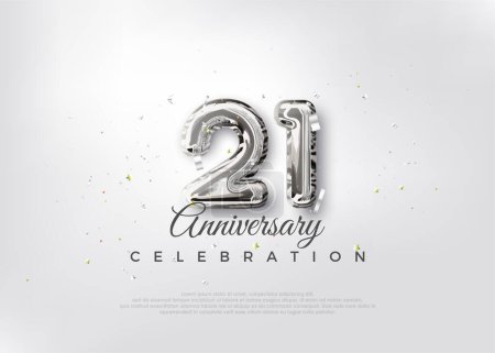 Silver balloon number. Premium vector 21st anniversary celebration background.