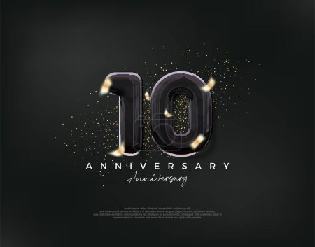 Foto de 10th anniversary celebration, vector design with luxury black balloons illustration. Premium vector background for greeting and celebration. - Imagen libre de derechos