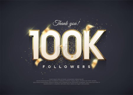 A luxurious 100k figure for thanking followers. Premium vector for poster, banner, celebration greeting.