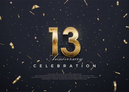 Foto de Celebración del 13º aniversario, vector de diseño 3d con lujo y oro brillante. Fondo vectorial premium para saludo y celebración. - Imagen libre de derechos