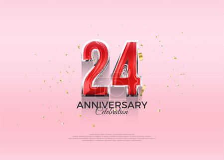 24th anniversary celebration, vector 3d design with luxury and shiny gold. Premium vector background for greeting and celebration.