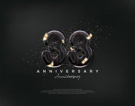 Illustration for 33rd anniversary celebration, vector design with luxury black balloons illustration. Premium vector background for greeting and celebration. - Royalty Free Image