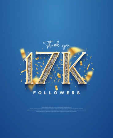 Illustration for 17k thank you followers, elegant design for social media post banner poster. - Royalty Free Image
