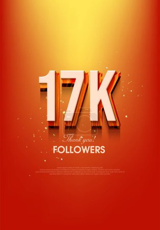 Téléchargez les illustrations : Design moderne pour dire merci pour avoir atteint 17k followers. - en licence libre de droit