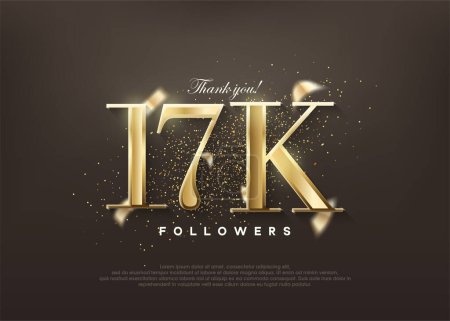 Illustration for Luxury gold thank you 17k followers. greetings and celebrations. - Royalty Free Image